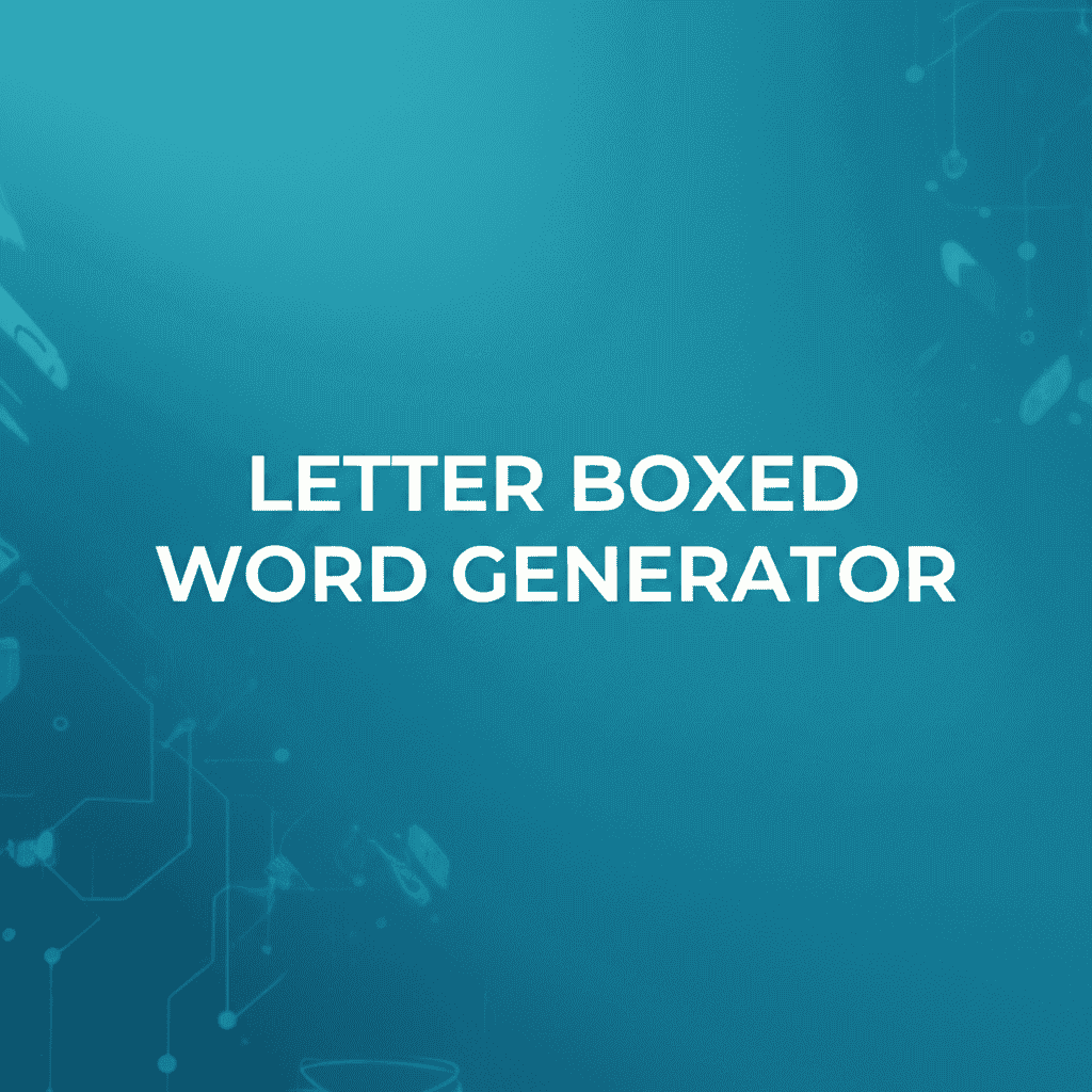 A depiction of the Letter Boxed Word Generator interface with input fields and generated words